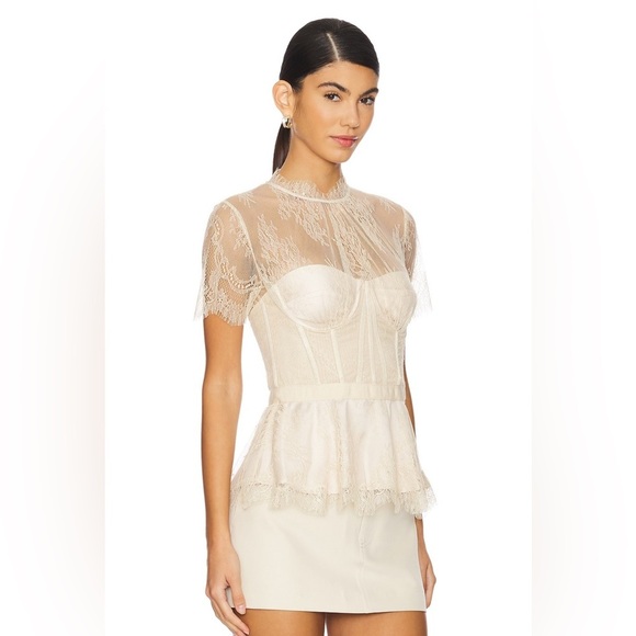 SIMKHAI Kehlani Lace Short Sleeve Corset Bustier in Champagne NWT - Picture 10 of 10